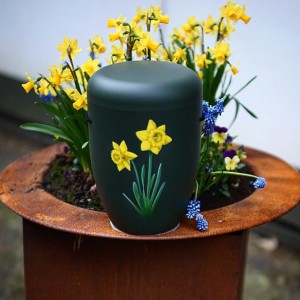 Hand Painted Biodegradable Cremation Ashes Funeral Urn / Casket - Flowers in Bloom